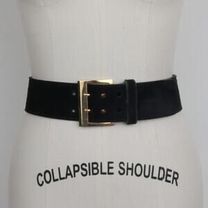 Vintage 90s Anne Klein II Black Suede Wide Belt S